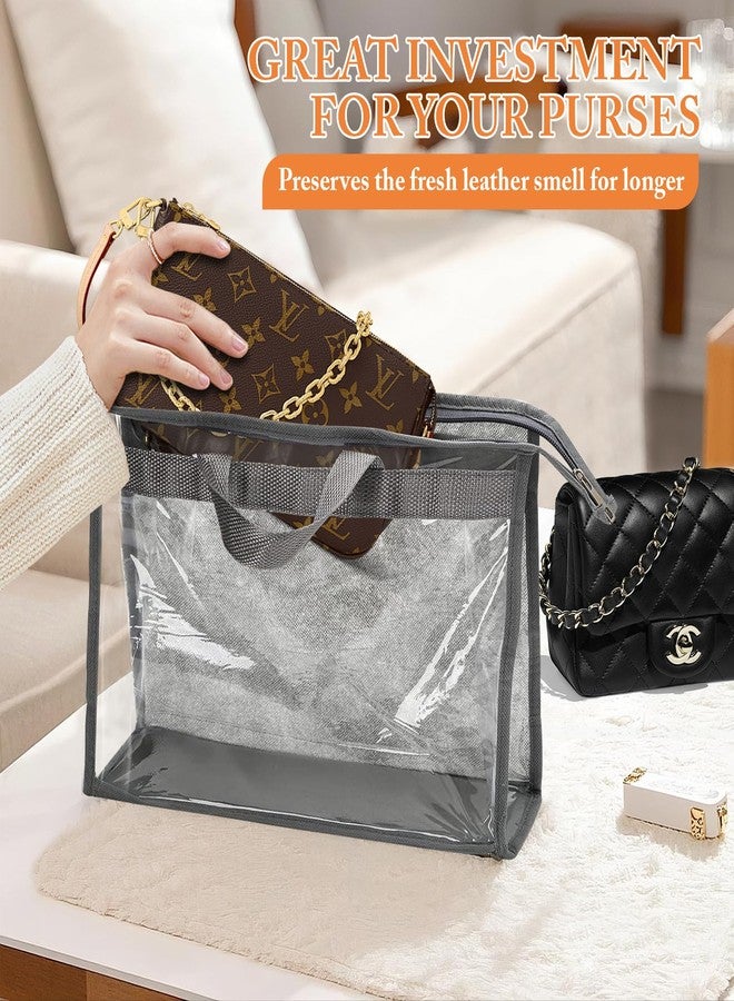 CAPHONT 12 Pack Dust Bags for Handbags, 4 Sizes Gray Purse Storage Organizer with Zipper and Hook, Dustproof & Moistureproof Handbag Protector for Closet - Image 4